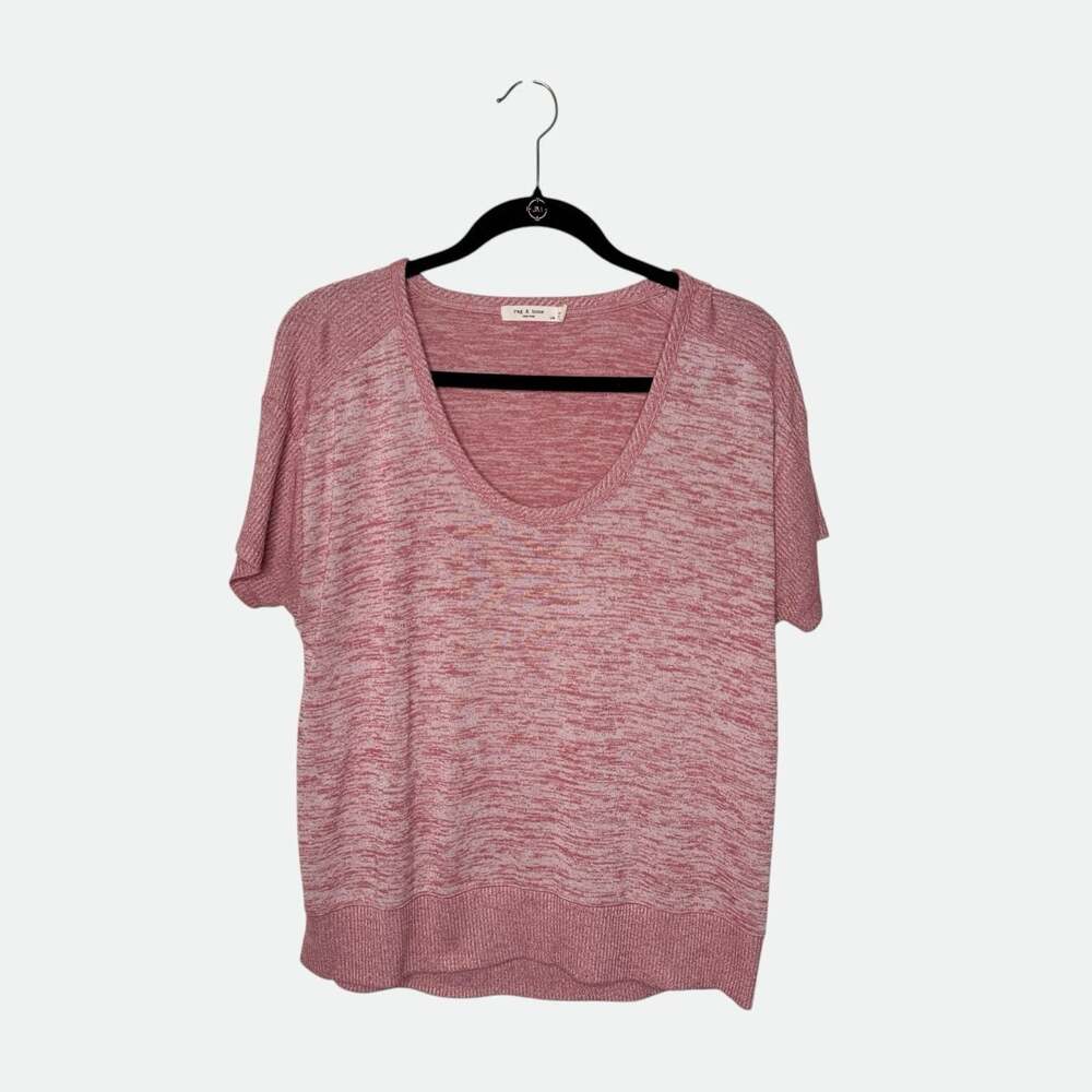 rag & bone New York Space Dye Short Sleeve Scoop Neck Knit Tee Top SZ L